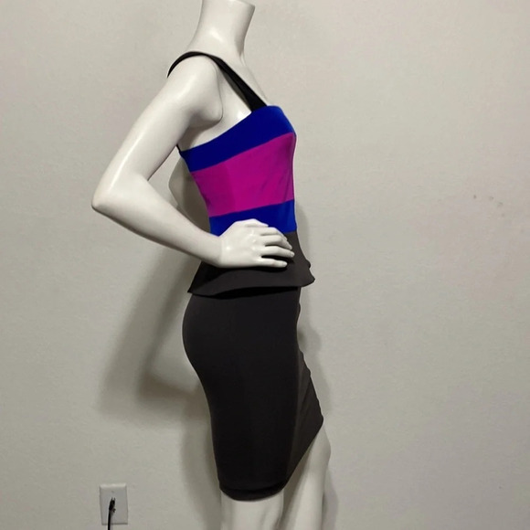 Jay Godfrey Avanti Peplum Colorblock Dress Size 0 - Picture 5 of 6